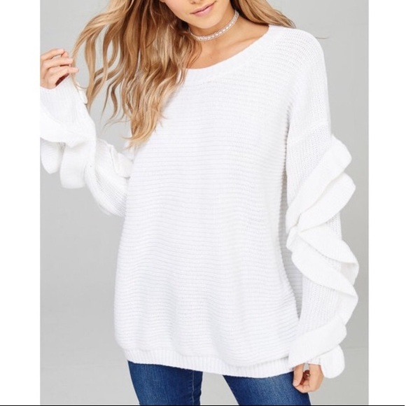 Host Pick 🥇 1 Large left 🌻 Ruffle Sleeve Sweater - Picture 5 of 7